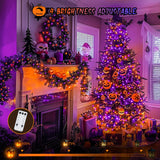 JMEXSUSS 168ft 600 LED Halloween String Lights Outdoor, Orange and Purple Halloween Lights Clear Wire, 8 Modes Waterproof Christmas Twinkle String Lights Plug in for Tree Halloween Decorations