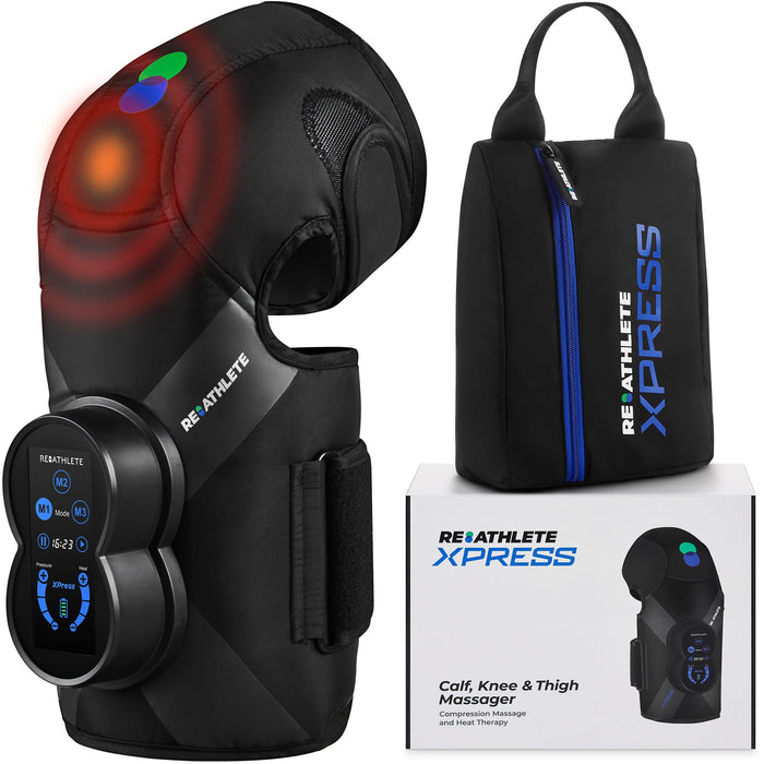 REATHLETE Xpress Knee Massager for Pain Relief | Leg Massager with Heat and Compression | Also Calf Massager or Thigh Massager | Massager for Circulation