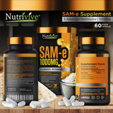 Nutrivive™ SAM-e Supplement 1000mg - 60 Capsules of Same Supplements - Money Back Guaranteed