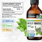 Holy Basil Tincture - Organic Tulsi Powder Liquid Extract - Promotes Calmness and Reduce Stress - Ursolic Acid Supplement - Alcohol and Sugar Free Holy Basil Extract - Vegan Drops 4 Fl.Oz.