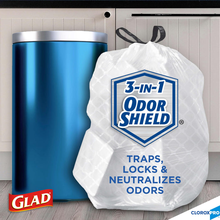 Glad Tall Kitchen Drawstring Trash Bags, 13 Gallon, White, Unscented,100 Count (Package May Vary)