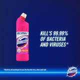 DOMESTOS Pink Power Thick Bleach eliminates 99.9% of bacteria and viruses disinfectant to prevent the build-up of limescale for up to 3x longer 750 ml