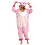 Wishliker Adult Onesie Animal Pajamas Halloween Cosplay Costumes Party Wear Pink XL