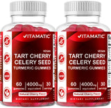 Vitamatic 2 Pack Tart Cherry with Celery Seed Gummies - 4000 mg serving - Powerful Uric Acid Cleanse for Joint Comfort, Healthy Sleep Cycles & Muscle Recovery