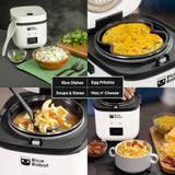 Rice Robot Personal Rice Cooker, PFAS-free, Nonstick. 1 Quart Capacity, with Stainless Steel Steamer Tray, Measuring Cups, Recipe Book with 60 Recipes, and Serving Spoon, As Seen On TV