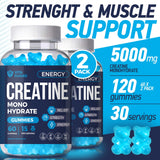 Vita Guard 5000mg Creatine Monohydrate Gummies Formula for Men and Women Ultimate Muscle Builder, Energy Booster & Pre-Workout Supplement (2 Pack)