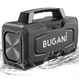 BUGANI Bluetooth Speakers, 80W Powerful Portable Wireless Speaker IPX7 Waterproof Speaker, Outdoor Loud Speaker with Handle 24H Playtime, Support Microphone AUX USB Suitable for Party, Pool, Black