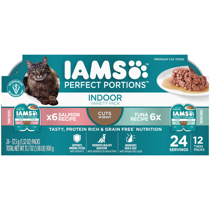 IAMS Perfect Portions Cuts in Gravy Wet Cat Food, Tuna & Salmon, 12 count