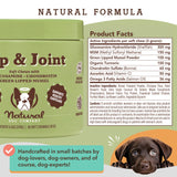 Natural Dog Company Hip & Joint Chews, Chicken Liver & Turmeric Flavor, with Glucosamine for Dogs, Maintains Bone and Joint Health, Supplements for Seniors and Puppies, 90 Count