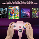 KIWITATA Classic N64 Controller, Retro N64 Wired Joystick Replacement Gamepad Controller for N64 System Video Games Console Pink