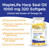 MapleLife Nutrition – Harp Seal Oil 1000 mg – Rich Source of Natural Omega-3 Fatty Acids – EPA/DHA/DPA for Better Absorption – Boost Brain Power – Maintain Cardiovascular Health – Lower Cholesterol & Triglyceride – Anti-Inflammation – Improve Cognitive Fu