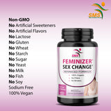 Feminizer Sex Change by SMS Pueraria Mirifica Supplement 500mg Root Extract Powder 60 Veggie Capsules Promotes Women's Health, Organic Natural Herbal