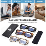 JM 3 Pack Oprah Style Reading Glasses for Women Men, Fashion Square Blue Light Blocking Readers +4.0