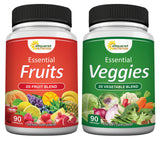 aSquared Nutrition Fruits and Veggies Supplement - 90 Veggie & 90 Fruit Capsules - Superfood Vegetable Greens Vitamins Pills - Nature's Super Food Alternative to Powder & Gummies