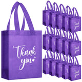 Sweetude 30 Pcs Thank You Gift Bags with Handles Bulk Reusable Goodie Bag Non Woven Foldable Bag for School Graduation Wedding Bridesmaid Gifts(Dark Purple, 10 x 8 x 4 Inch)