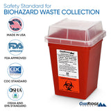 Oakridge Products Sharps Container for Home Use and Professional 1 Quart (5-Pack), Biohazard Needle and Syringe Disposal, Small Portable Container for Travel, CDC Certified