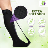 Plantar Fasciitis Brace Stretch Night Sock With Tread - For Pain Relief from Plantar Fasciitis and Achilles Tendonitis - Foot Splint Support - Black - Regular