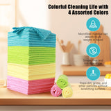 MOONQUEEN 72 Pack Microfiber Cleaning Cloth - Reusable Cleaning Rag, Fast Drying Cleaning Towels,12"X12", Green/Blue/Yellow/Pink