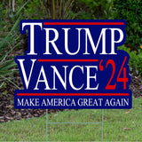 Trump JD Vance 2024 Yard Sign With H Stake For President Donald Trump Republican Conservative Blue Diecut