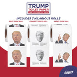 Gagster Donald Trump Toilet Paper Roll - 3 Ply Funny Novelty Gag, 200 Sheets Per Roll, Prank Gift for Adults, Presidential Pack (2 rolls with trump images, 1 roll with trumps funniest tweets) 3-pack