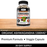 KAYA NATURALS Organic Ashwagandha Capsules Extra Strength - Stress Relief Formula, Natural Mood Support 60 Capsules