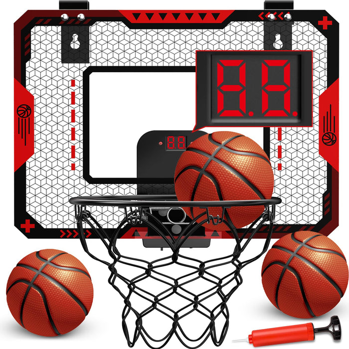 Mini Basketball Hoop for Kids, Over The Door Indoor Basketball Hoops, Red