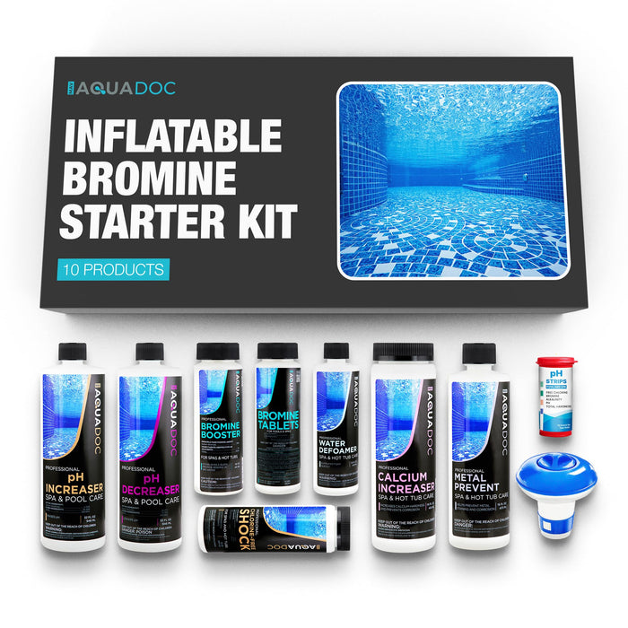 Inflatable Hot Tub Chemical Kit with Bromine Tablets - Inflatable Spa Starter Kit - Convenient Hot Tub Starter Kit & pH Control Kit - AquaDoc Inflatable Spa Chemicals