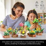 Under the Baubles Flower Botanical Bonsai Building Set, Succulent Building Toys - 9 Pack, for Home Decor, Valentine's Day, Mother's Day, Christmas for Adults and Kids - 913pcs