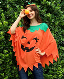 Maisolly Women's Halloween Pumpkin Poncho Costume Adult Cape with Hair Band