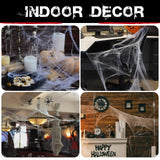 1000 sqft Spider Webs Halloween Decorations with 77 Fake Spiders, Super Stretch Cobwebs for Halloween Indoor and Outdoor Decor