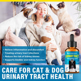 Pet UTI Treatment Drops, Cat UTI Medicine, Dog UTI Treatment for Renal Health, Natural Formula to Prevent Kidney Stones & Incontinence, Support Bladder Control for Dogs & Cats 60ml