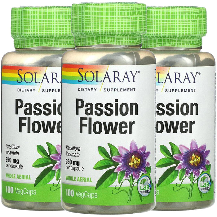 Solaray, (3 Pack) Passion Flower, 350 mg, 100 VegCaps