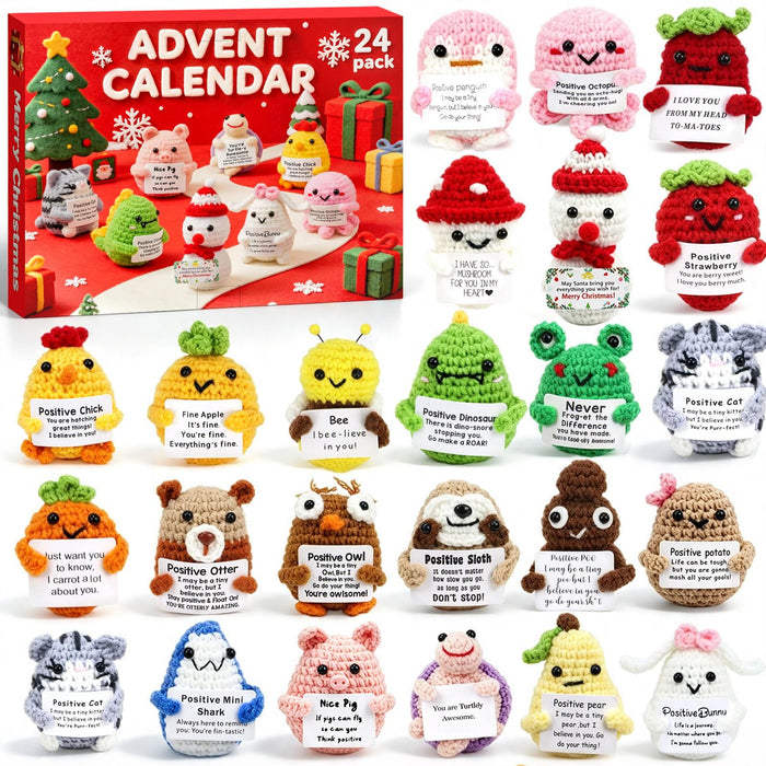 Advent Calendar 2026 Handmade Crochet Animals Plush Advent Calendar 24 Days Christmas Countdown Calendar with Positive Emotional Support Cards Gifts for Kids, Teens, Girls, Boys, Women, Men