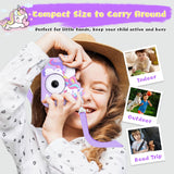 Envyvip Unicorn Toys Camera for Kids Girls Age 3-8, Toddler Kids Digital Camera Christmas Birthday Gifts for 3 4 5 6 7 8 Years Old Girl, Cute Selfie Video Camera, HD 1080P, 32GB SD Card, Purple