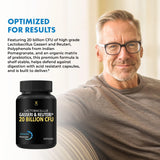 HUMANX Lactobacillus Gasseri & Reuteri+ 20 Billion CFU Plus Organic Prebiotics and Punicaligans - Probiotic Supplements - USA Made - Non-GMO - Performance Driven Delayed Release Capsule