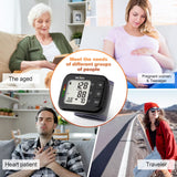 Blood Pressure Machine Wrist Blood Pressure Cuff Wrist BP Monitor Wrist Cuff Automatic Monitor with Irregular Heartbeat Detection Large Display 120 Readings Memory 2 Users with Batteries for Home Use