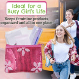 First Period Kit To-go! - Organic Biodegradable Tween Pads & Liner - Period Bags for Teen Girls for School - Period Pouch & Teen Pads for Girls Ages 11-14, Teen Pads for Periods - Pads for Teens Girls