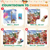 Advent Calendar 2024, Christmas Puzzle for Kids and Adults, 24 Days Countdown Calendars for Boys Girls, 1008 Pieces Christmas Puzzle in 24 Boxes, Lively Christmas(27.56 x 19.68 Inch)