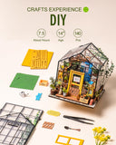 Rolife DIY Miniature House Kit Greenhouse, Tiny House Kit for Adults to Build, Mini House Making Kit with Furniture, Halloween/Christmas Decorations/Gifts for Family and Friends (Cathy's Greenhouse)