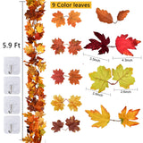 DearHouse 2 Pack Fall Garland Maple Leaf, 5.9Ft/Piece Hanging Vine Garland Artificial Autumn Foliage Garland Thanksgiving Decor for Home Wedding Fireplace Party Christmas (Light Yellow)