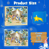 Nativity Puzzle Advent Calendar 2024 Adult,1008pcs Christmas Jigsaw Puzzle for Teens Men Women, 24 Day Christmas Countdown Calendars Xmas Suprise Gift for Family Friends