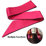 FRESHME 2pcs Silk Bundle Satin Sleep Mask Eye Mask Blindfold - Blockout Light Soft Adjustable Blind Cover Eye Mask, Valentine's Day Gift Double Sides Rose Red & Black+Black 2pc Set