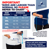QORE LOGIQ Plus Size Abdominal Binder Post Surgery for larger Men + Women - Postpartum Belly Band - Compression Garment - Hernia Belt For Men + Woman - C Section Belly Binder - Adjustable (12 INCH