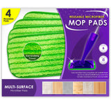 Reusable Floor Mop Pads - Swiffer Wet Jet Compatible Refills 4 Pack - Machine Washable, 12-inch Microfiber Mop Swiffer Wet Pads - Eco-Friendly Household Cleaning Supplies