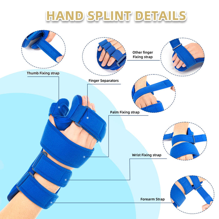 Resting Hand Splint, Stroke Hand Therapy Equipment, Hand Brace with Finger Support for Stroke Recovery Patients, Carpal Tunnel Syndrome, Arthritis, Tendinitis, Metacarpal Breaks (Large Right)