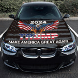 Punejapur Trump 2024 Flag Car Hood Cover 3.5X5Ft Eagles Flag Car Bonnet Banner Elastic Fabrics Windproof Vehicles Decorate Engine Flag Sign