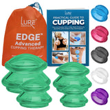 LURE Essentials Edge Cupping Therapy Set - Cupping Kit for Massage Therapy - Silicone Cupping Set - Massage Cups for Cupping Therapy (Set of 4, Green)