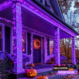 JMEXSUSS 500 LED Purple Halloween Lights, 173ft 8 Modes Halloween String Lights Outdoor Waterproof, Green Wire Purple LED Christmas Lights Outdoor for Indoor Christmas Halloween Decorations