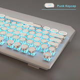 MageGee Typewriter Mechanical Gaming Keyboard, Retro Punk Round Keycap LED Backlit USB Wired Keyboards for Game and Office, for Windows Laptop PC Mac - Blue Switches/White