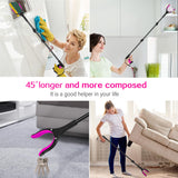 45 INCH Long Grabber Reacher Tool，Trash Picker Foldable Pick Up Stick with Strong Grip Magnetic，360°Rotating Anti-Slip Jaw 4" Wide Claw Opening,Hand Grabber for Seniors